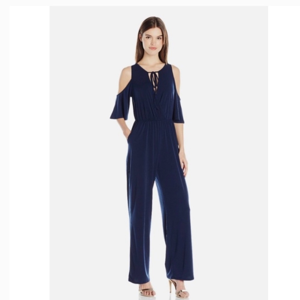 BCBGeneration • Navy Cold Shoulder Jumpsuit